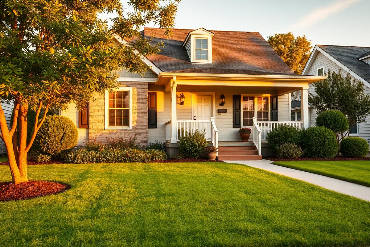Suburban American home with a car parked in the driveway